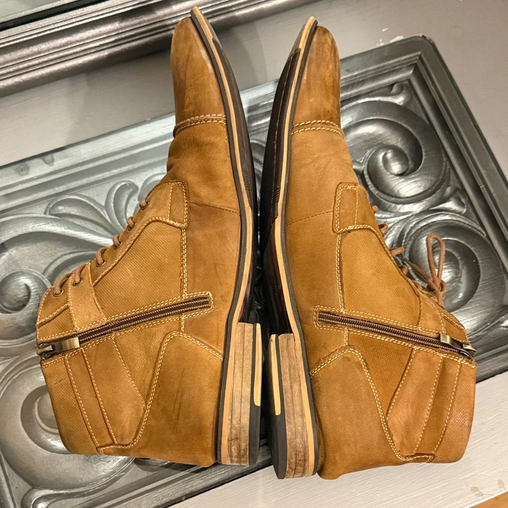 Steve Madden 16 Men’s Dark Tan Jotter Tan Leather Combat Boots